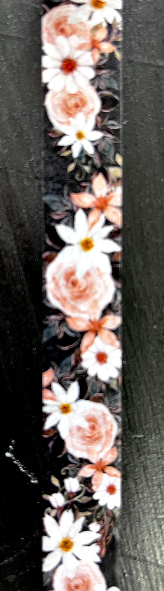 Black Tape: White & Pink Florals - 15mm Washi Tape