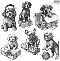 CHRISTMAS PUPS STAMP, 12” X 12”, ONE SHEET