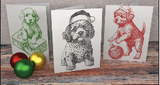 CHRISTMAS PUPS STAMP, 12” X 12”, ONE SHEET