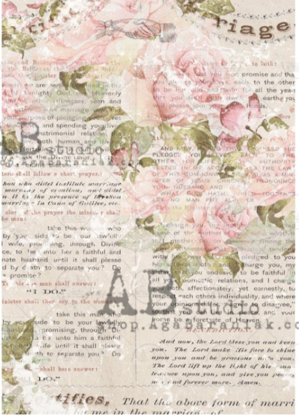 AB Studios Rice Paper A4 Book Page Floral- A4