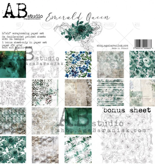 AB Studios Emerald Queen Scrapbook Papers 12" x 12" 8 pgs