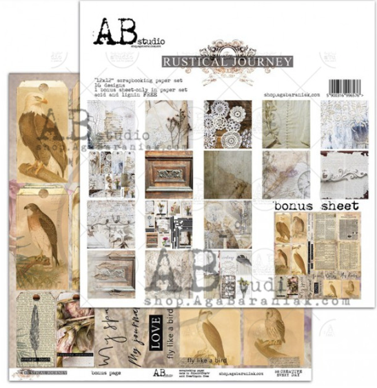AB Studios Rustical Journey Scrapbook Papers 12" x 12" 8 pgs