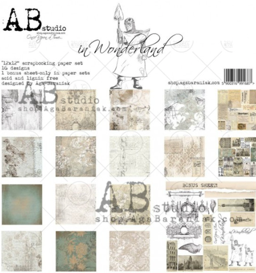 AB Studios In Wonderland Scrapbook Papers 12" x 12" 8 pgs