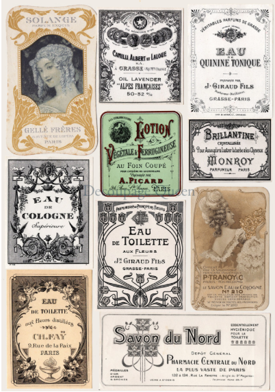 Decoupage Queen Perfume Labels Rice Paper