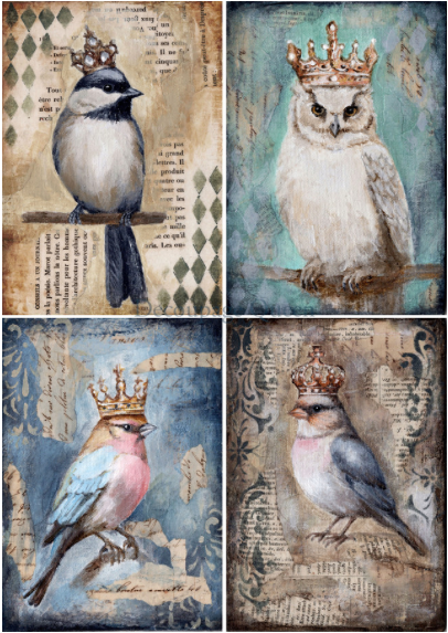 Decoupage Queen Teresa Rene Art The Four Birds Vellum Paper A4