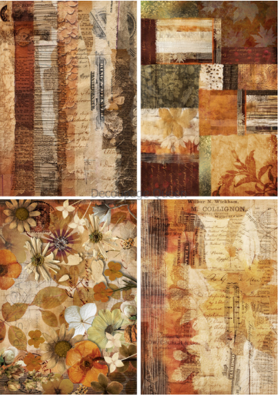 Decoupage Queen Autumn Textures 4 Pack- A4