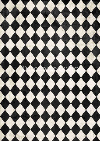 Decoupage Queen Rice Paper - Black and Ivory Harlequin- A4
