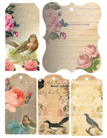 Bird Ephemera Tags and Envelopes Digital Paper Kit