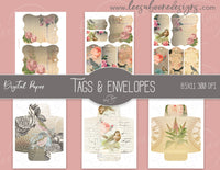 Bird Ephemera Tags and Envelopes Digital Paper Kit