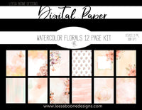 Pinky Watercolor Florals Digital Paper Kit