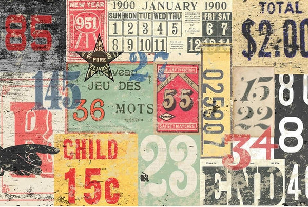 Numbered Decollage Decoupage Tissue Paper