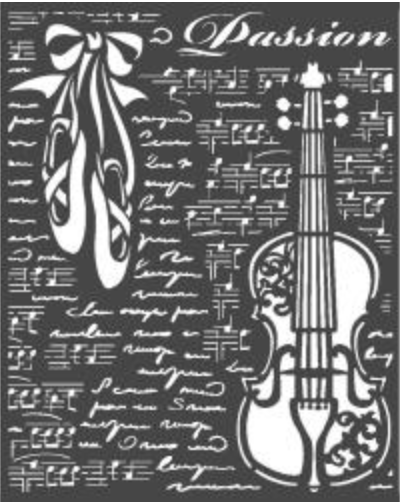 Stamperia Stencil 7.87"X9.84"  Violin, Passion