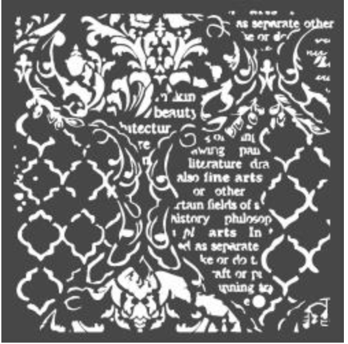 Stamperia Stencil 7.08"X7.08"  Wallpaper Music & Writings