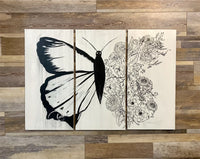 Three Panel Butterfly Floral