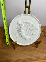 Royal Copenhagen Porcelain White Bisque Night Angel Plaque 6"
